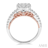 1 Ctw Round Diamond Lovebright Vintage Solitaire Style Engagement Ring in 14K White and Rose Gold