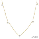 1/2 ctw Trio Round Cut Diamond Station Necklace in 14K Yellow Gold