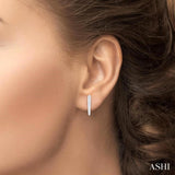 1/10 Ctw Petite Vertical Bar Graduated Round Cut Diamond Fashion Stud Earrings in 10K White Gold