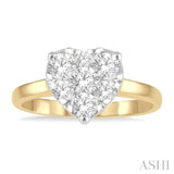 3/4 Ctw Round Cut Diamond Heart Shape Lovebright Ring in 14K Yellow and White Gold