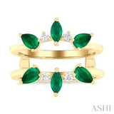 5X2.5MM Marquise and 5X3MM Pear Emerald and 1/8 ctw Round Cut Diamond Insert Precious Ring in 14K Yellow Gold