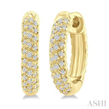 1/5 Ctw Petite Swirl Pattern Round Cut Diamond Fashion Huggies in 10K Yellow Gold