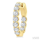 2 Ctw Inside-Out Embellished Round Cut Diamond Hoop Earrings in 14K Yellow Gold