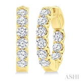 3 Ctw Inside-Out Embellished Round Cut Diamond Hoop Earrings in 14K Yellow Gold