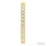 1/6 Ctw French Pave Set Round Cut Diamond Fashion Half Hoop Earring in 14K Yellow Gold