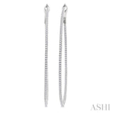 1 Ctw Inside & Outside Round Cut Diamond Hoop Earring in 14K White Gold