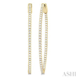 1 Ctw Inside & Outside Round Cut Diamond Hoop Earrings in 14K Yellow Gold