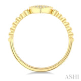 1/8 Ctw Petite Bead Shank Heart Motif Round Cut Diamond Fashion Ring in 10K Yellow Gold