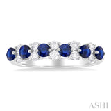 2.7 MM Sapphire and 1/3 Ctw Round Cut Diamond Precious Band in 14K White Gold