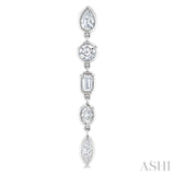 1 Ctw Bezel Set Mixed Diamond Cut Fashion Earring in 14K White Gold