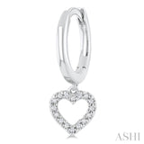 1/10 Ctw Petite Heart Shape Round Cut Diamond Fashion Huggies Earrings in 10K White Gold