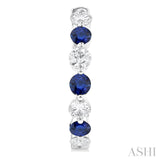 2.85 MM Round Cut Sapphire and 1 Ctw Round Cut Diamond Precious Inside-Out Alternating Hoop Earrings in 14K White Gold
