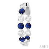 2.85 MM Round Cut Sapphire and 1 Ctw Round Cut Diamond Precious Inside-Out Alternating Hoop Earrings in 14K White Gold