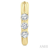 1/3 Ctw 3-Stone Round Cut Diamond Fashion Hoop Earring in 14K Yellow Gold