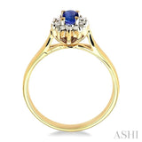 5x3mm Oval Cut Tanzanite and 1/10 Ctw Round Cut Diamond Ring in 10K Yellow Gold