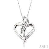 1/6 Ctw Round Cut Diamond Heart Pendant in 10K White Gold with Chain