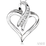 1/6 Ctw Round Cut Diamond Heart Pendant in 10K White Gold with Chain