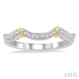 1/8 ctw Curvy Shape Yellow Gold Accent Diamond Wedding Band in 14K White and Yellow Gold