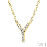 1/20 Ctw Initial 'Y' Round Cut Diamond Pendant With Chain in 14K Yellow Gold