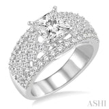 1 1/2 Ctw Diamond Semi-mount Engagement Ring in 14K White Gold