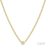 1/5 Ctw Bezel Set Oval Cut Diamond Curb Link Fashion Necklace in 14K Yellow Gold