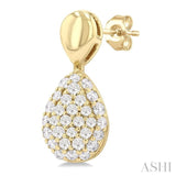 1/3 Ctw Pear Shape Mount Pave Set Single Cut Diamond Fashion Earrings in 10K Yellow Gold