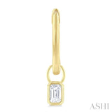 1/3 Ctw Bezel Set Emerald Cut Diamond Huggie Earrings in 14K Yellow Gold