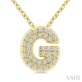 1/10 Ctw Initial 'G' Round Cut Diamond Fashion Pendant With Chain in 10K Yellow Gold