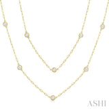 2 Ctw Bezel Set Round Cut Diamond 36-Inch Station Necklace in 14K Yellow Gold