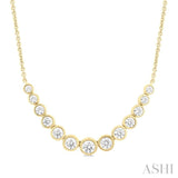 1 Ctw Graduated Bezel Set Round Cut Diamond Smile Necklace in 14K Yellow Gold