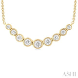 1/2 Ctw Graduated Bezel Set Round Cut Diamond Smile Necklace in 14K Yellow Gold