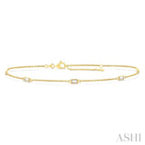 1/4 Ctw Baguette Cut Diamond Station Bracelet in 14K Yellow Gold