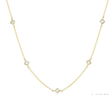 Princess Shape Diamond Station Necklace