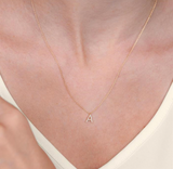 1/20 Ctw Initial 'H' Round Cut Diamond Pendant With Chain in 10K Yellow Gold