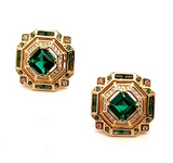 Champagne Geometric Emerald Earrings