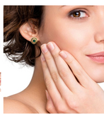 Champagne Geometric Emerald Earrings