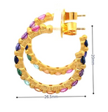 Multigemstone Medium Hoops