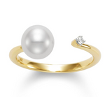 Gold Pearl Diamond Ring