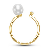 Gold Pearl Diamond Ring