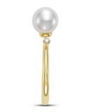 Gold Pearl Diamond Ring