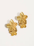 Ivy Gold Statement Stacked Flower Earring