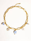 Riela Gold Ceramic Floral Chain Necklace