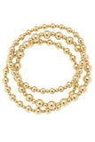 Emory Ball Bead Stretch Bracelet Set of 3 in Shiny Gold