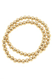 Cypress Ball Bead Stretch Bracelets (Set of 2) in Shiny Gold
