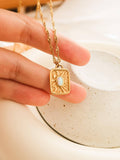Elaine 18K Rectangle Stone Sun Necklace