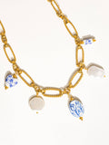 Riela Gold Ceramic Floral Chain Necklace