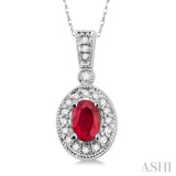 Oval Shape Gemstone & Diamond Pendant