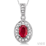 Oval Shape Gemstone & Diamond Pendant