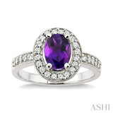 Oval Shape Gemstone & Diamond Ring