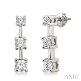 1 Ctw Round Cut Diamond Earrings in 14K White Gold